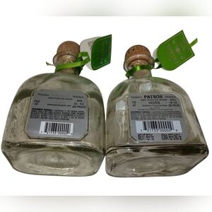 2 Patron Silver Tequila Bottle +FREE XO Shot glasses Empty w/Cork & Original Tag